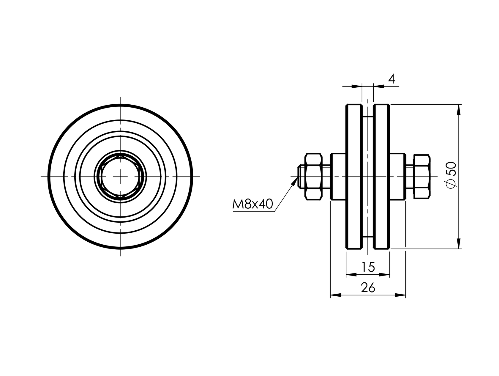 Kolečko pojezdu H, Zn, D50mm