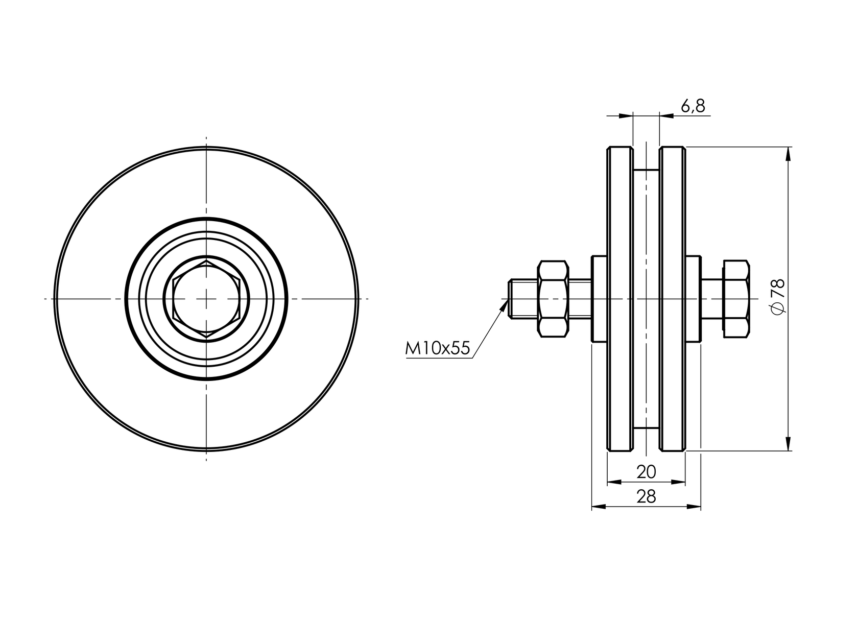 Kolečko pojezdu H, Zn, D80mm