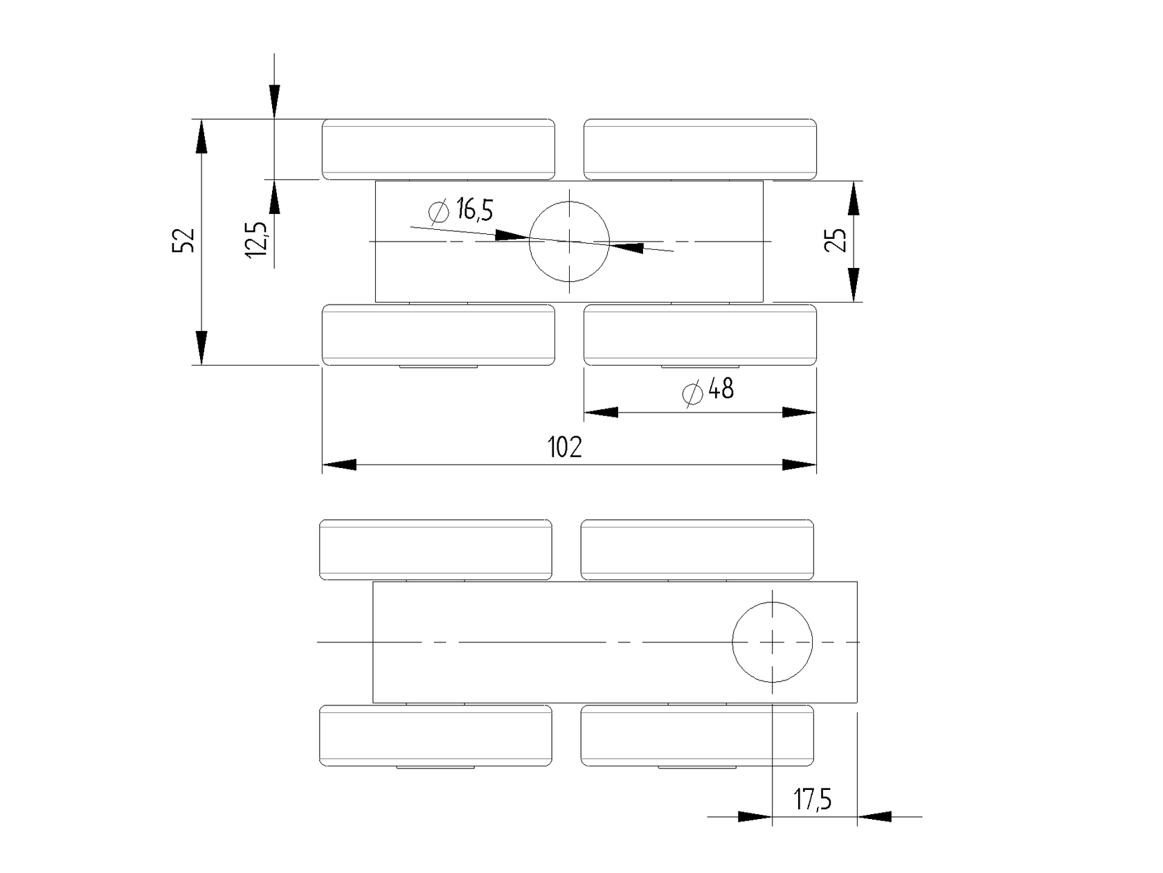 Čtyřkolečkový závěsný vozík