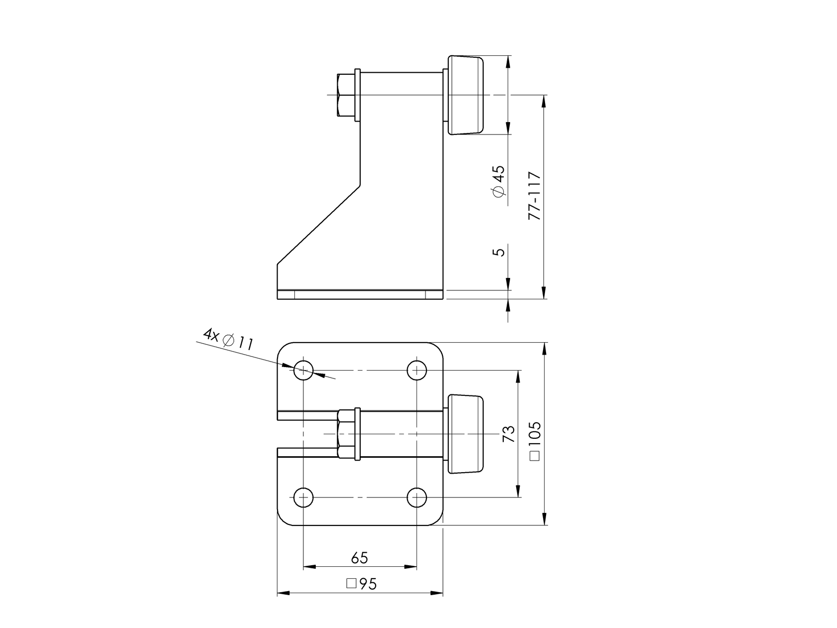Doraz koncový,nastaviteľný, Zn