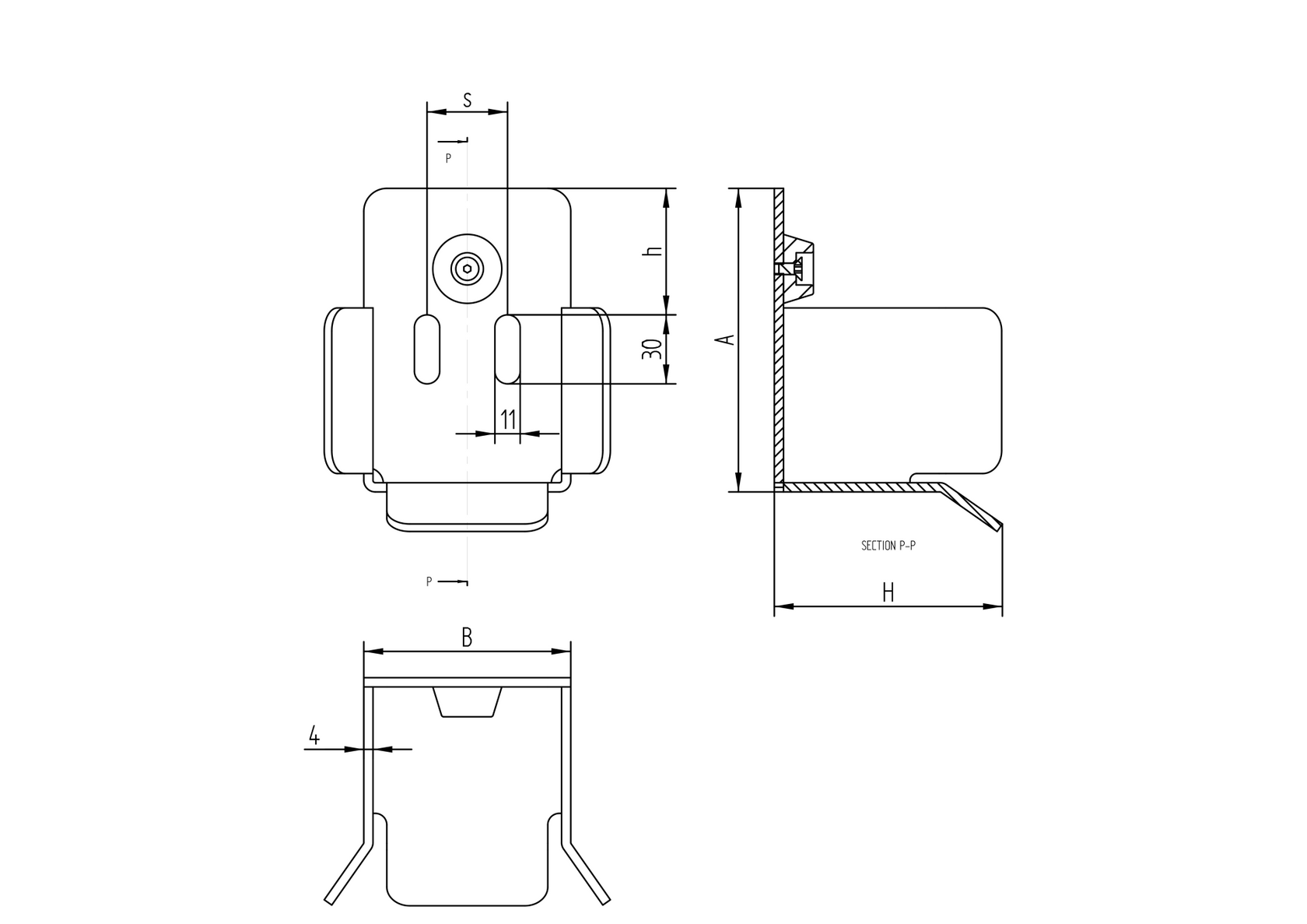 Doraz spodní NEREZ, profile 76x76mm