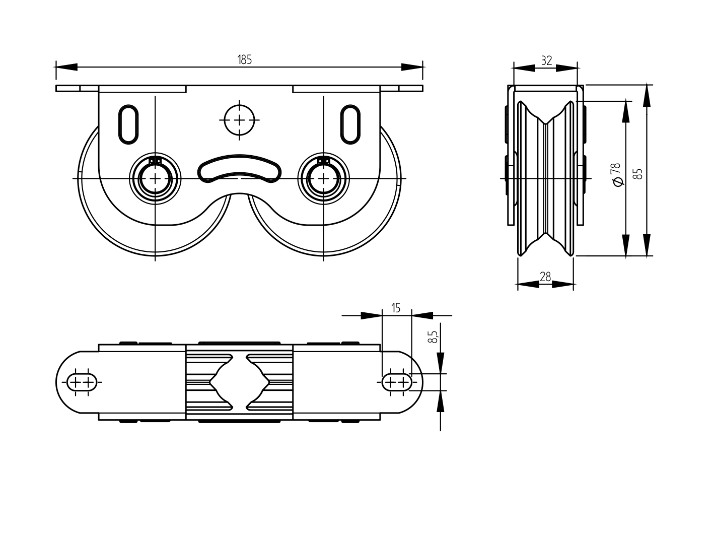 Kolečko pojezdu-komplet D80