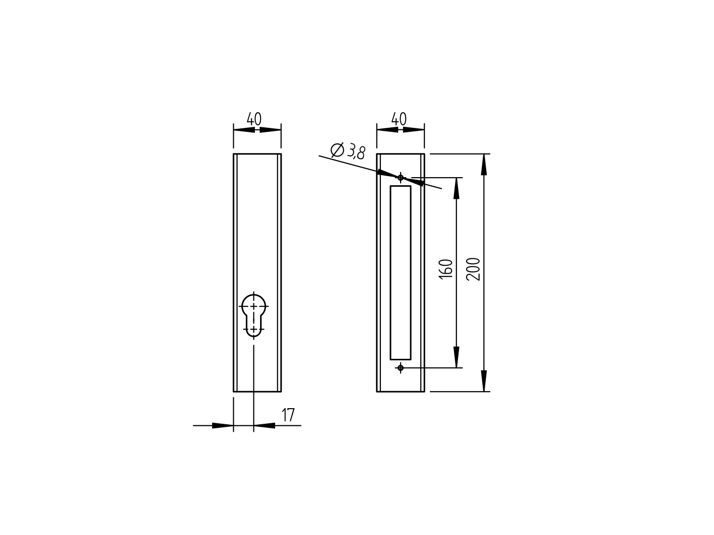 Zámková krabice k zámku H/36-20A, Inox 40x40mm