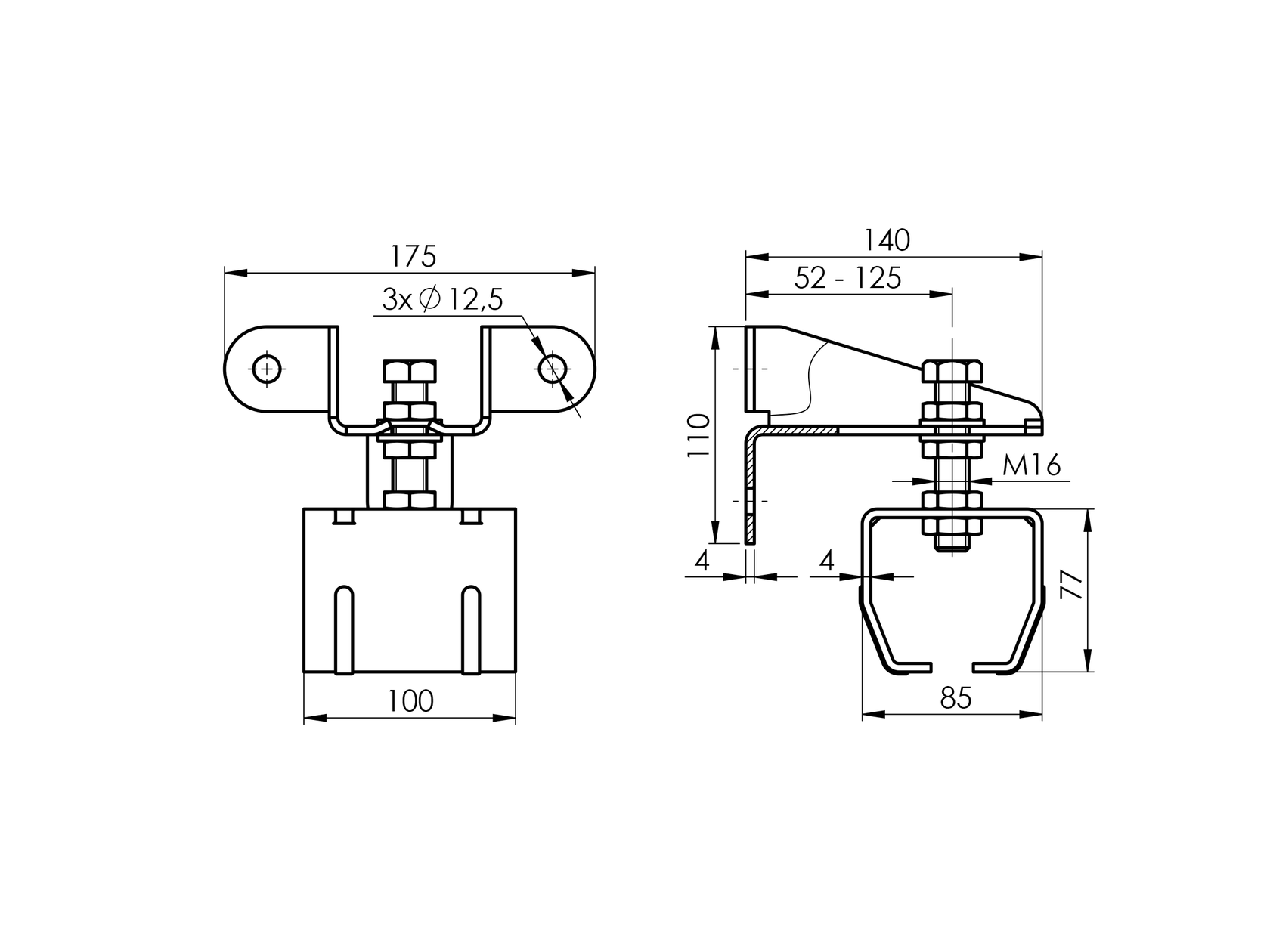 Držák šíny – boční