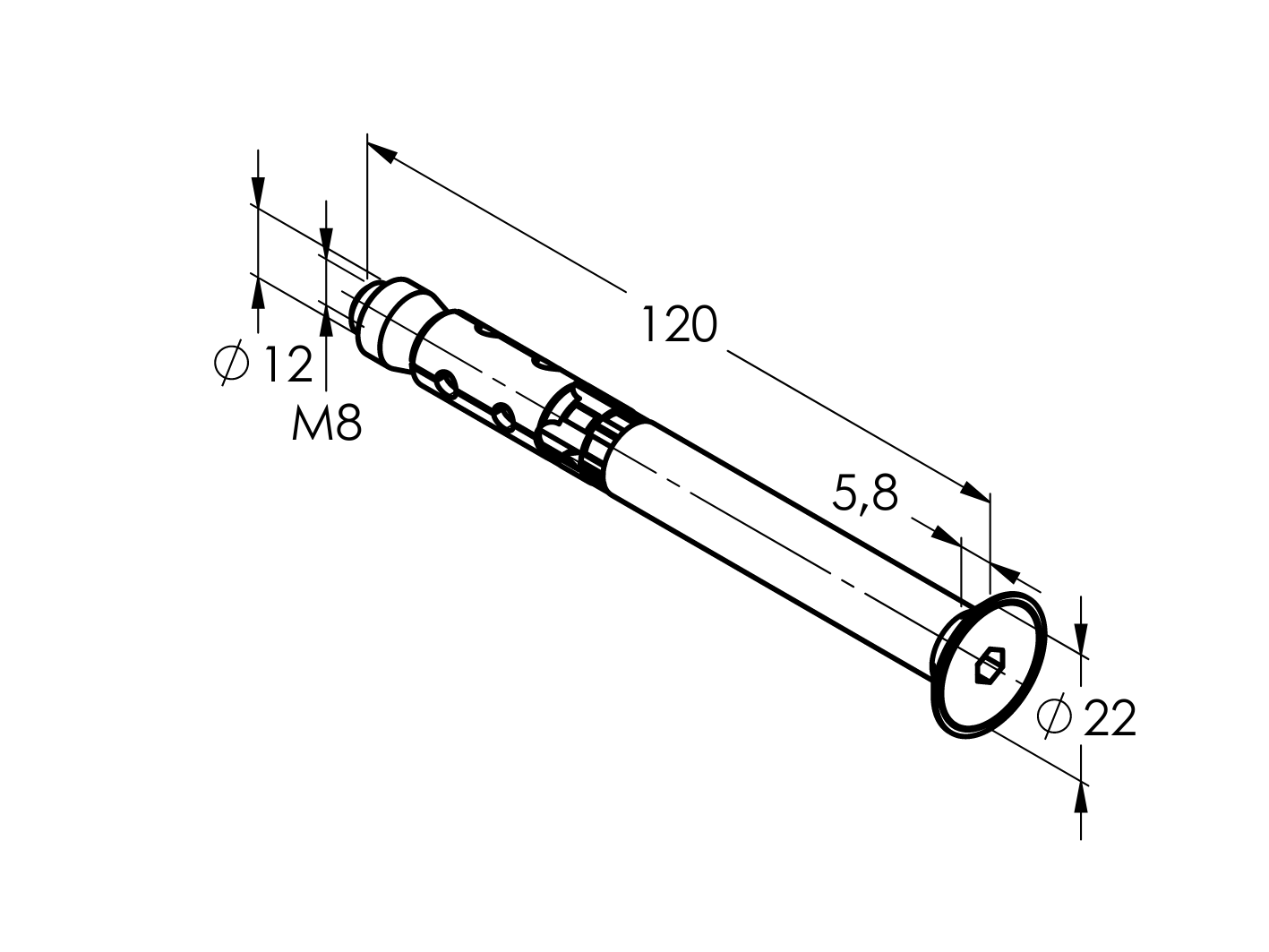 Vysoce výkonná kotva se zápustnou hlavou M8