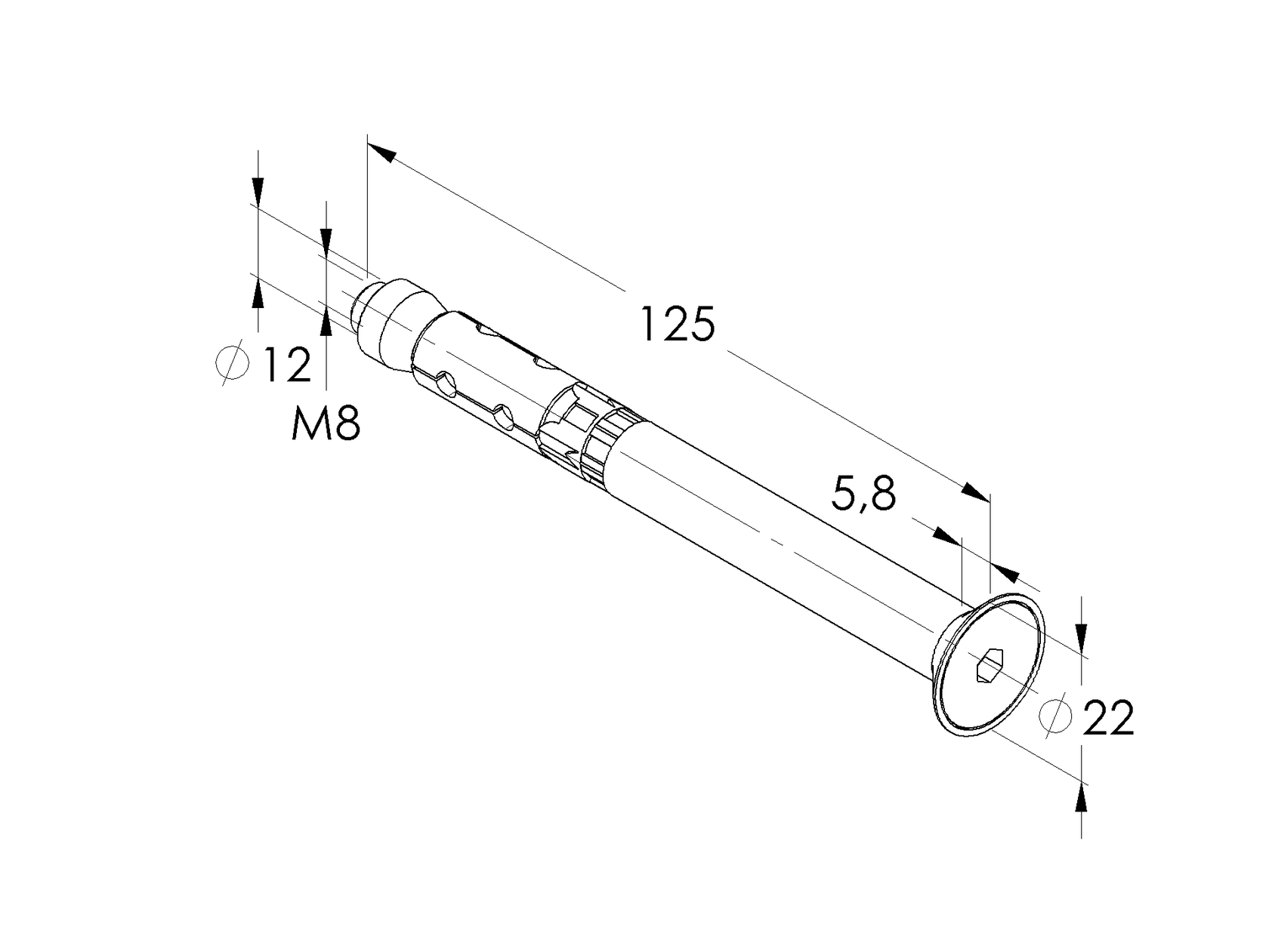 Vysoce výkonná kotva se zápustnou hlavou