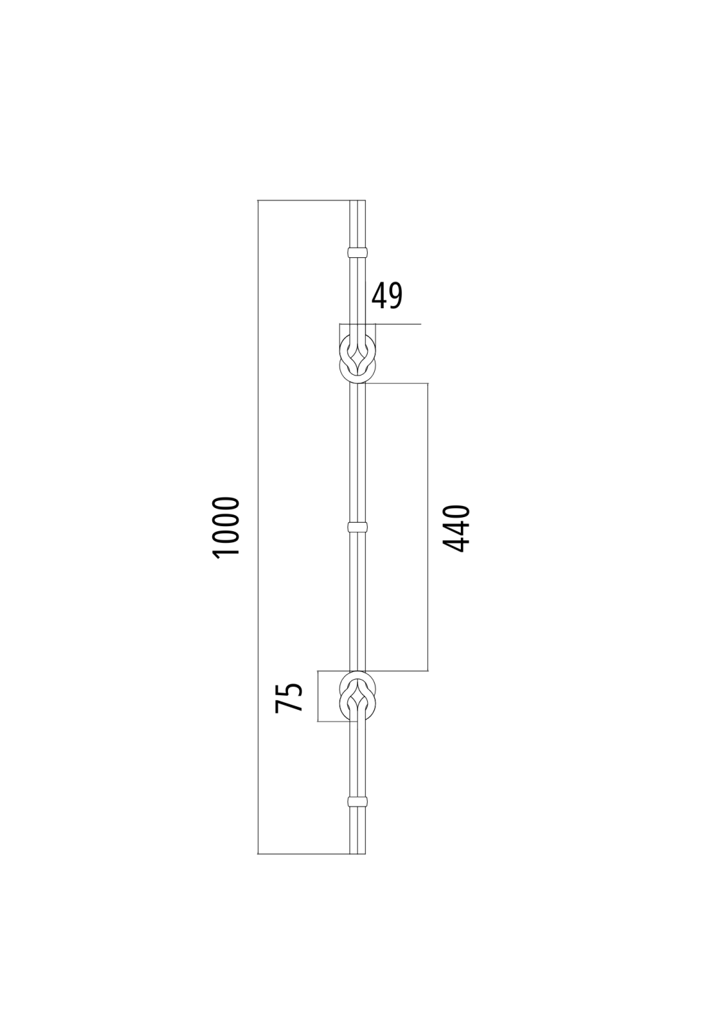 Výplň kovaná h1000, b50, 2xD12mm