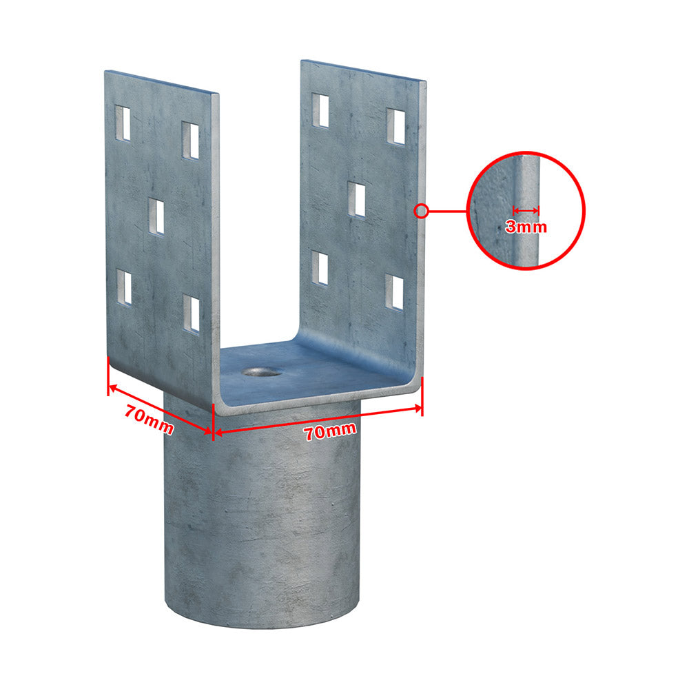 Nástavec na zemní vrut Zn "U" 70x70x90x60mm
