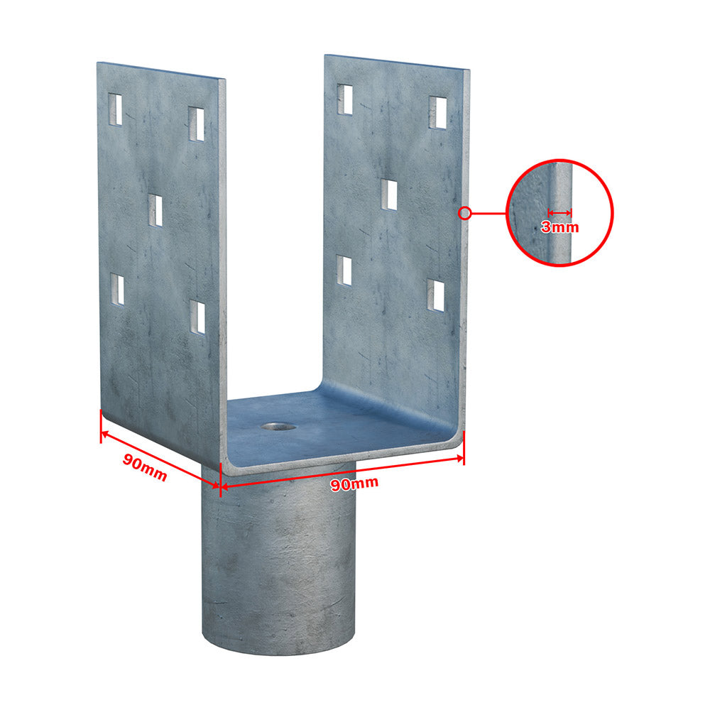 Nástavec na zemní vrut Zn "U" 90x90x120x52mm