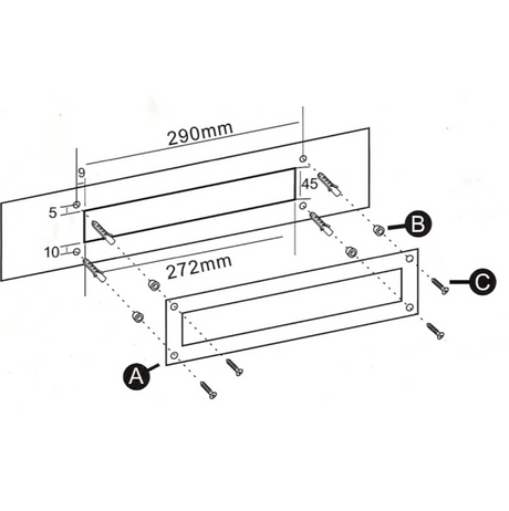 Rectangular Letter Plate, stainless steel
