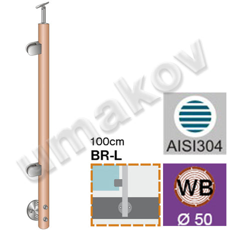 Sloupek AISI304+BEECH, D50, H1000mm