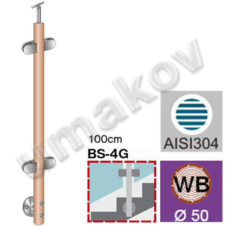 Sloupek AISI304+BEECH, D50, H1000mm