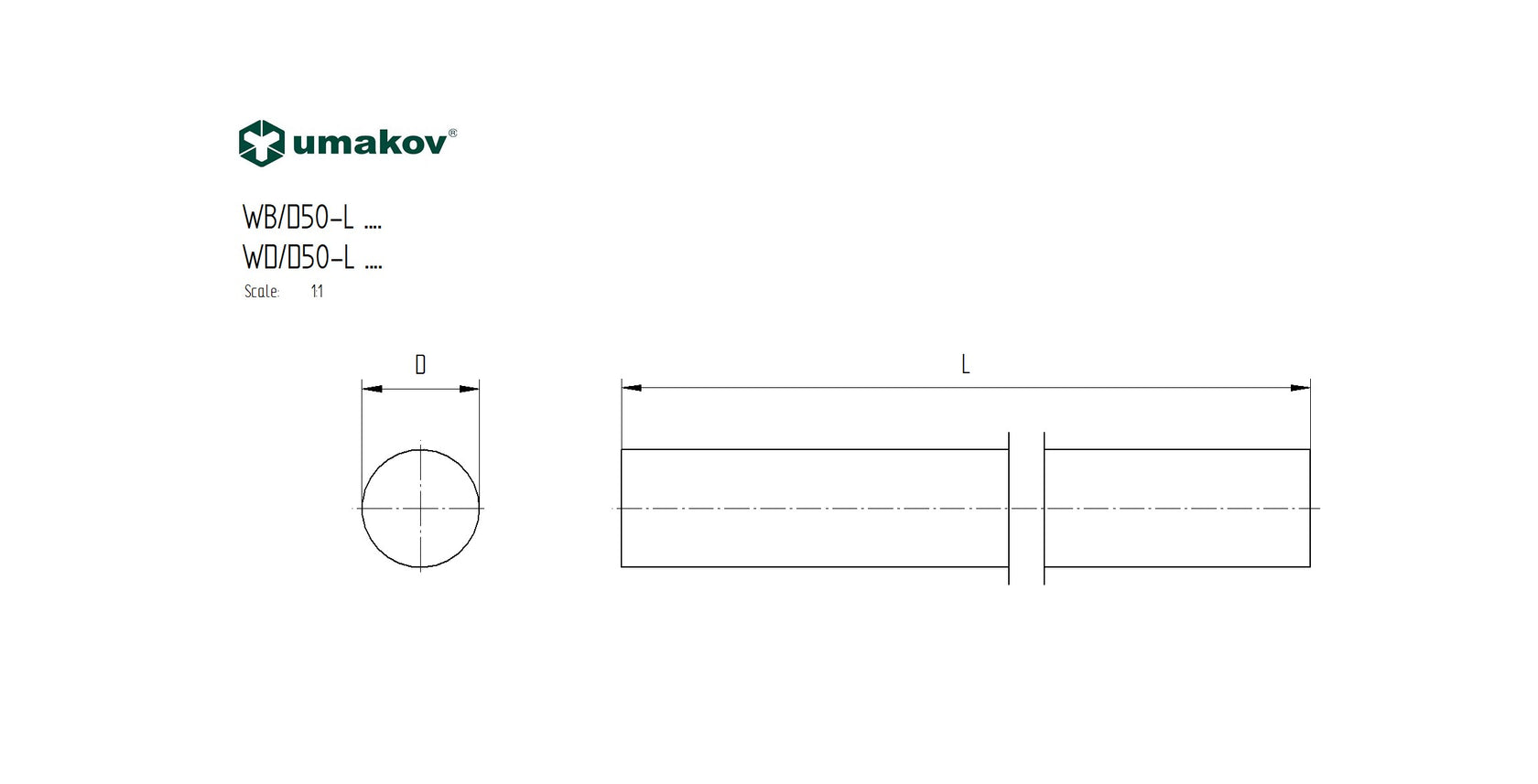 Dřevěné madlo BUK, D50/L3000mm