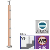 Sloupek BUK (BEECH) D50mm, 4xd12mm, v=90cm, VK-Sch