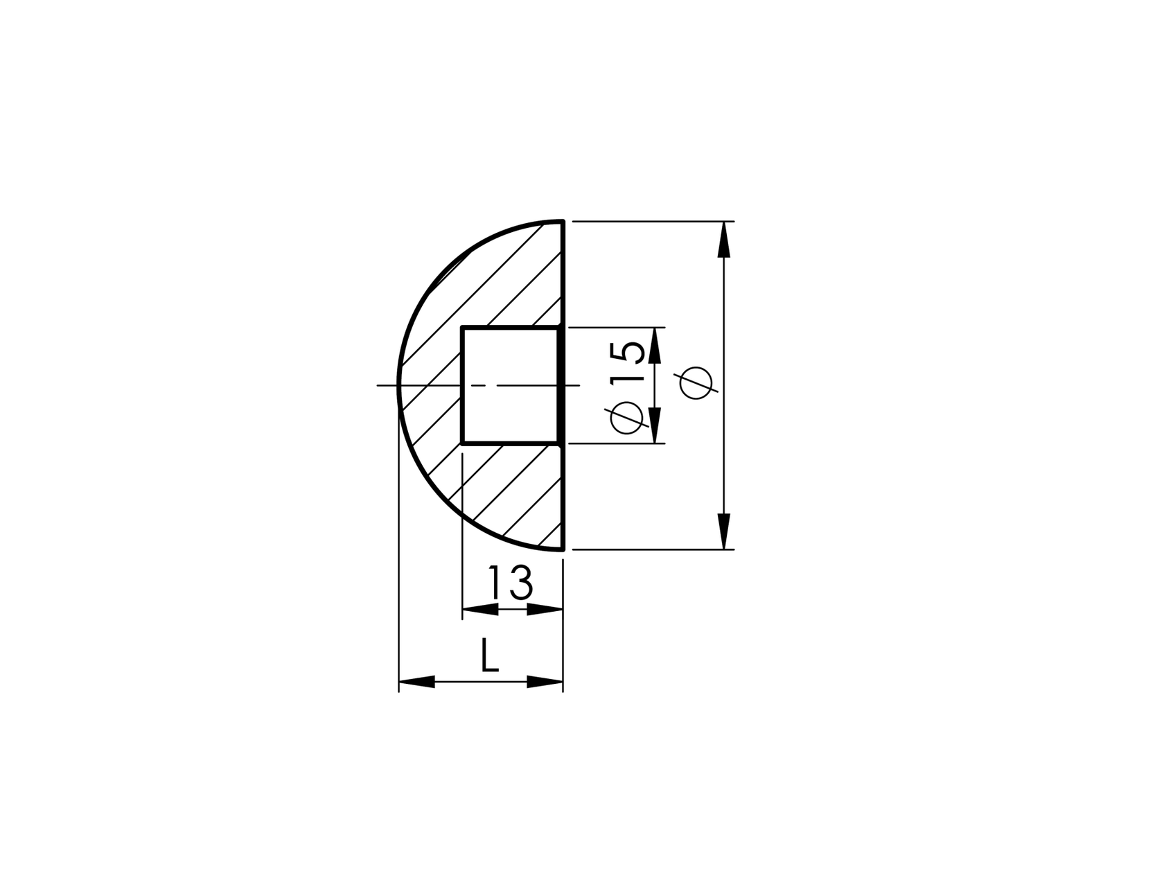 Ukončení madla půlkulaté DUB nelak. DUB (OAK)