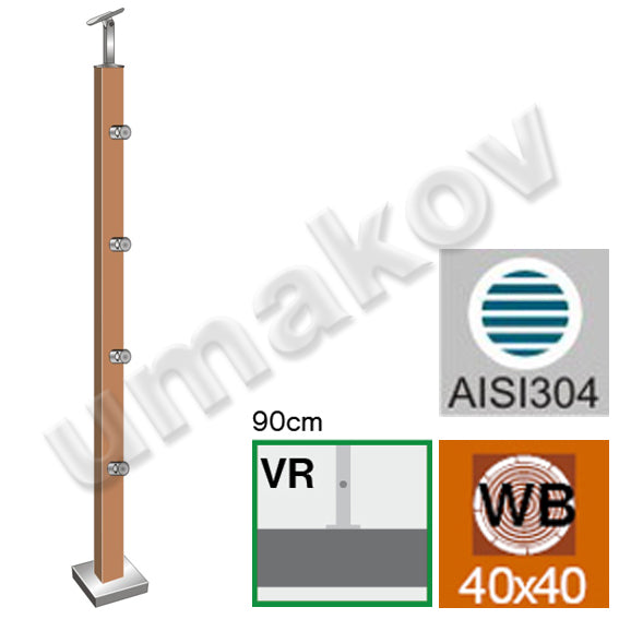 Sloupek BUK (BEECH) JP 40x40mm 4xd12mm, H900 VK