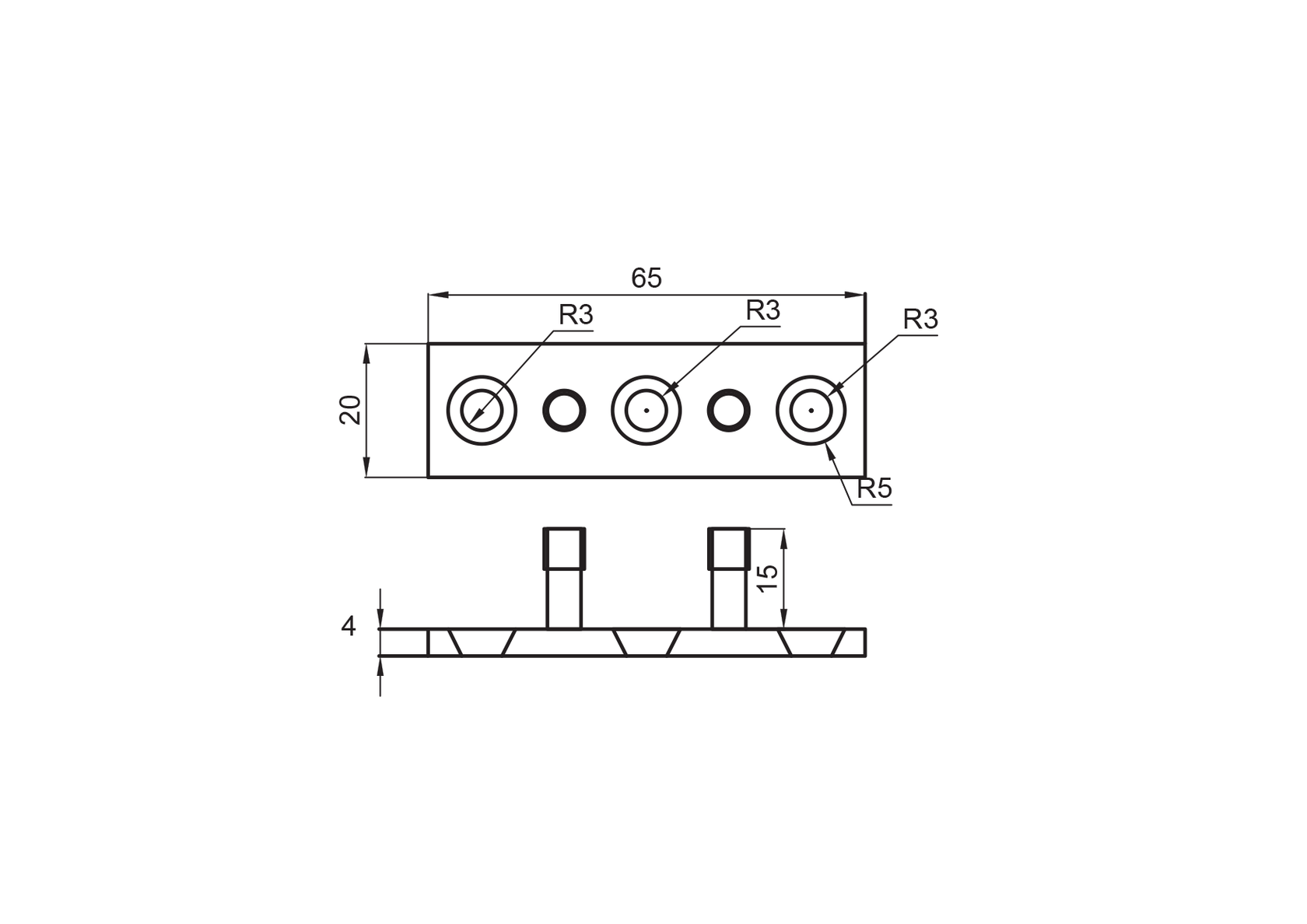 Posuv - vodítko spodní pro dřevěné dveře AISI304,