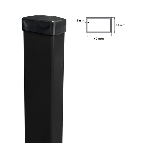 Stĺpik 60x40mm ZnPVC 1800mm čierna matná
