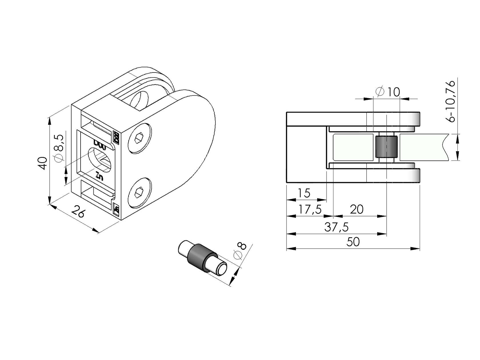 Držák výplně skla