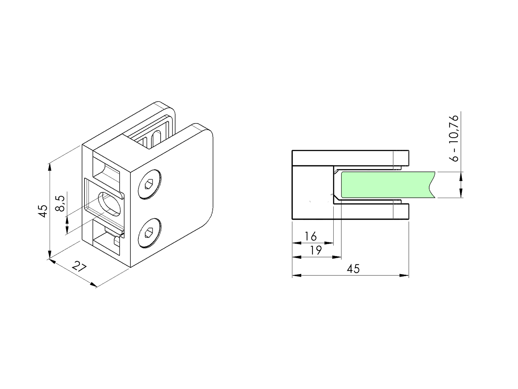 Držák výplně skla