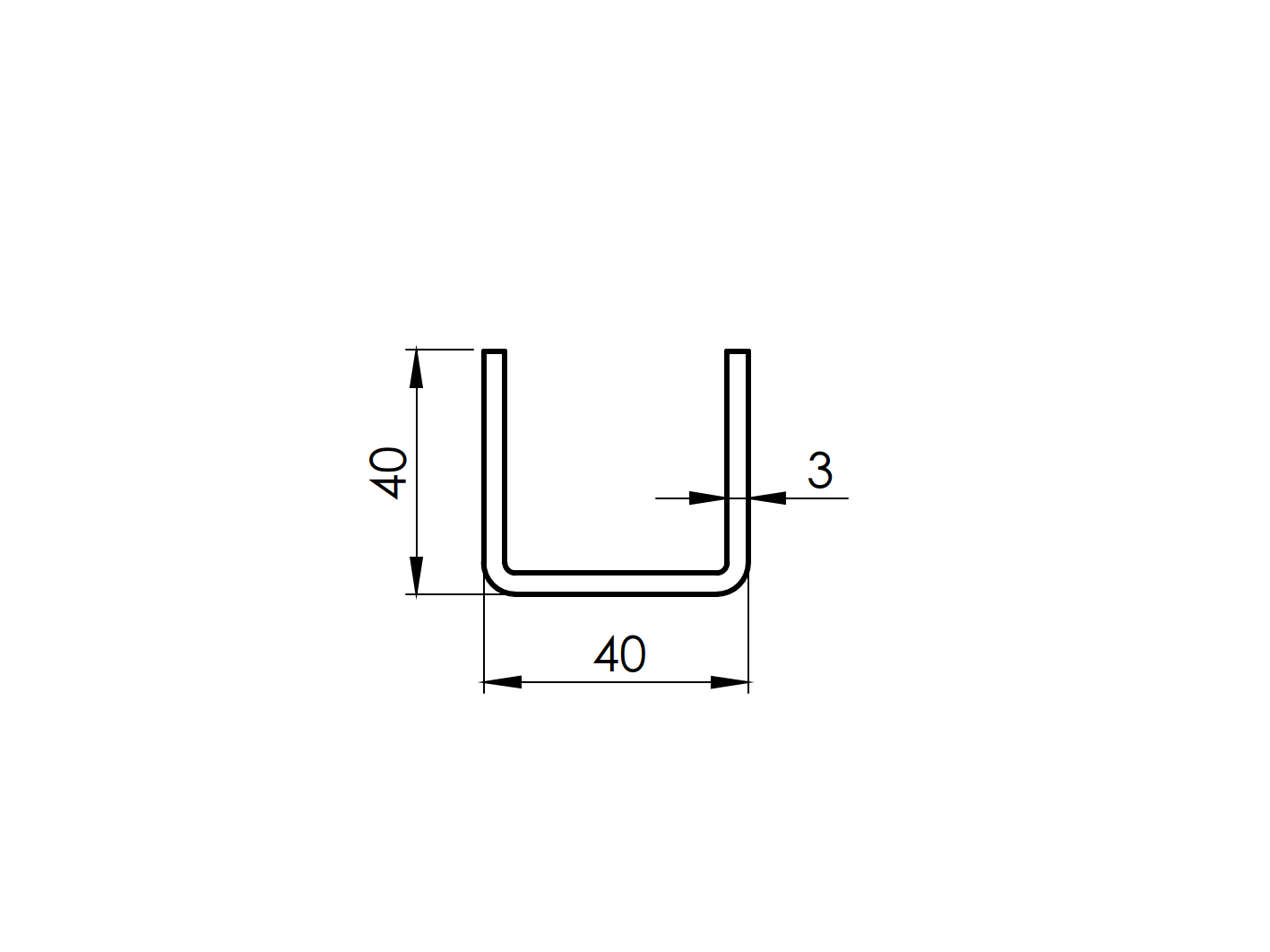 Profil pozinkovaný U 40 x 40 x 3 mm - 6000