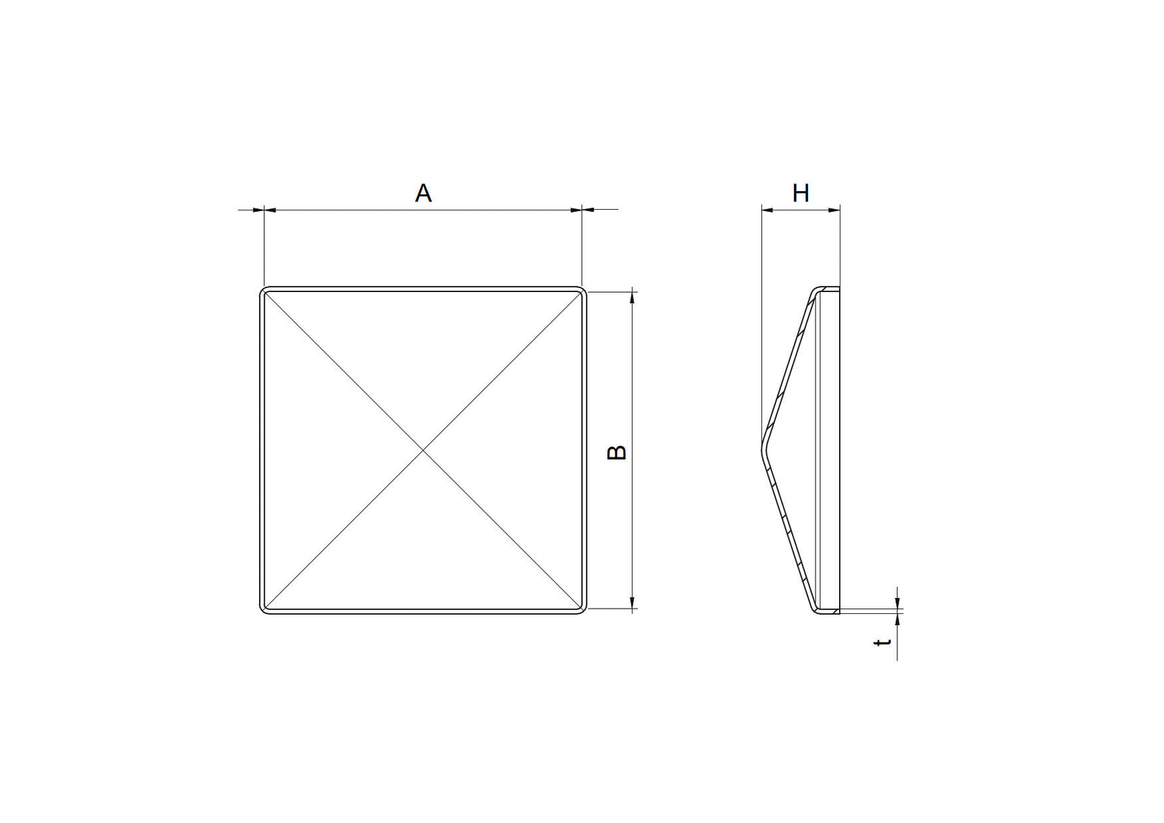 Záslepka čtvercová pro sloupek 30x30mm, AISI 304