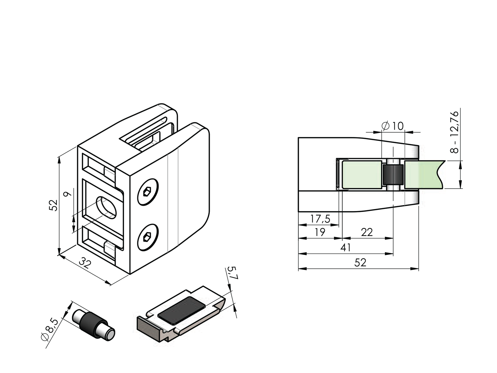 Držák výplně skla