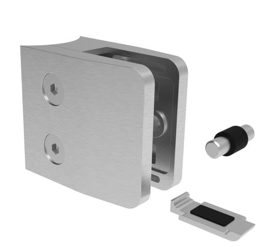 Úchyt skla ZAMAK, SATIN, D42,4x2/52x52mm