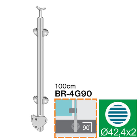 Sloupek nerezový BK-rovné zábradlí AISI304, D42,4