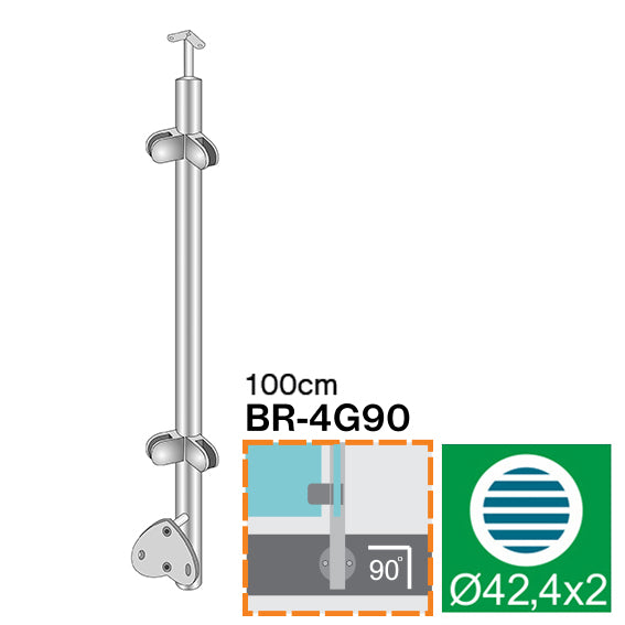 Sloupek nerezový AISI304, D42,4/4xmodel22/H1000mm