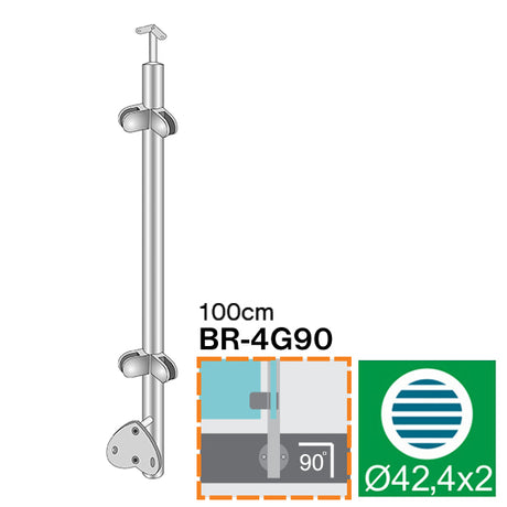 Sloupek nerezový AISI304, D42,4/4xmodel22/H1000mm