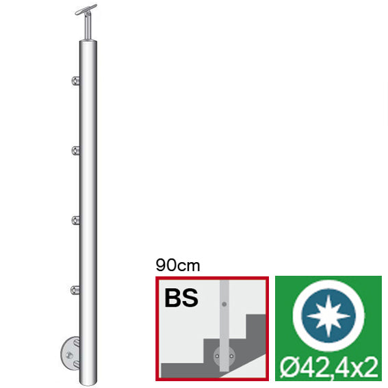 Sloupek nerezový, BK-schod, lesk AISI304, D42,4x2/