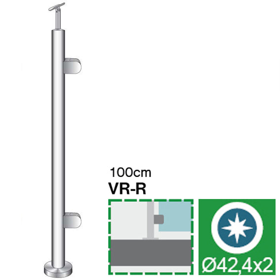 Sloupek nerezový , VK-rovné AISI304, D42,4x2/2xmod