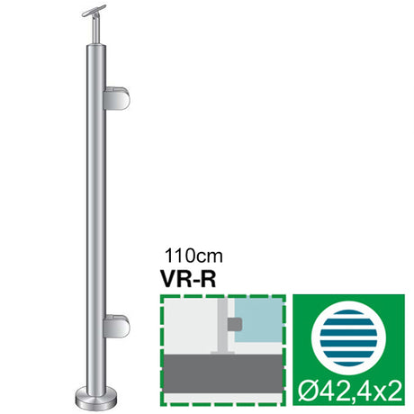 Sloupek nerezový ,VK-rovné AISI304, D42,4x2/2xmode