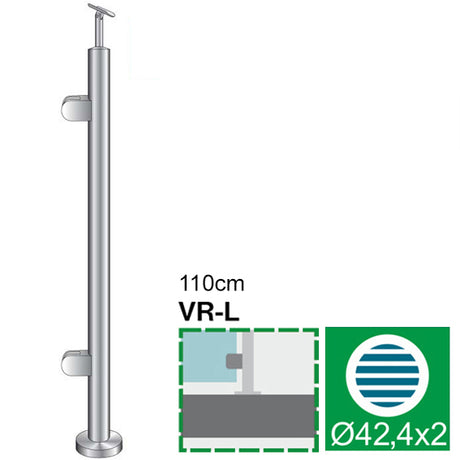 Sloupek nerezový ,VK-rovné AISI304, D42,4x2/2xmode