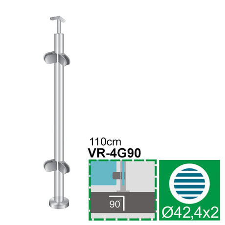 Sloupek nerezový ,VK-rovné AISI304, D42,4x2/4xmode