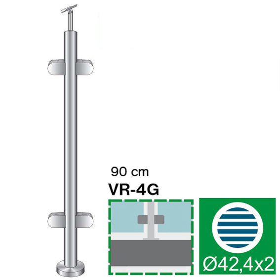 Sloupek nerezový , VK-rovné AISI304, D42,4/4xmodel