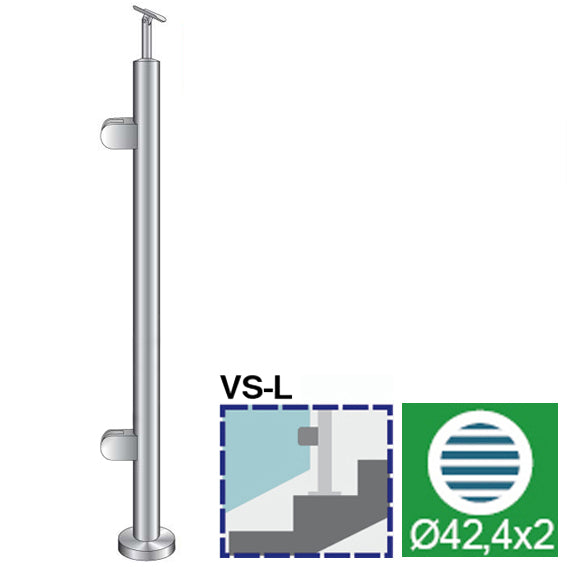 Sloupek nerezový D42,4/2x držák,v=100cm,VK-schod A
