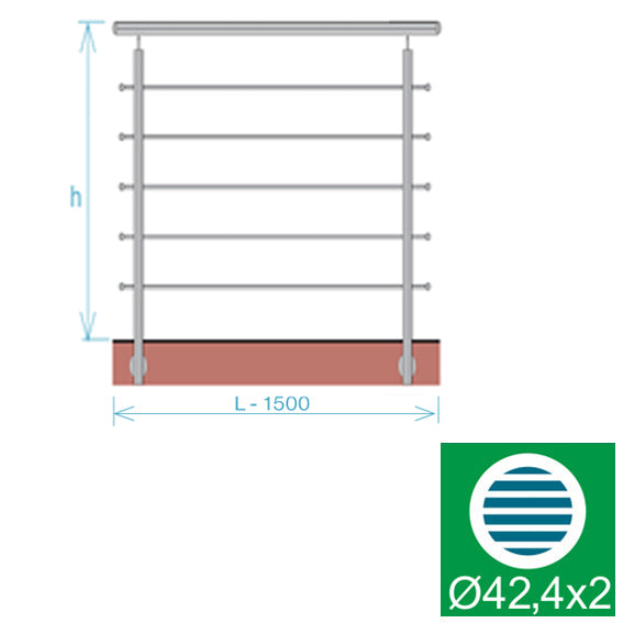 Nerezové zábradlí, AISI304, 1500x1000mm, BR