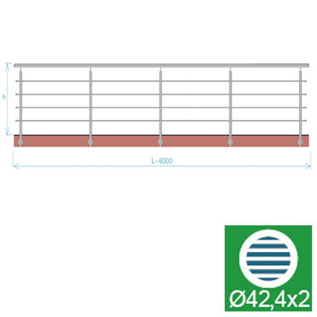 Nerezové zábradlí, AISI304, 6000x900mm, BR