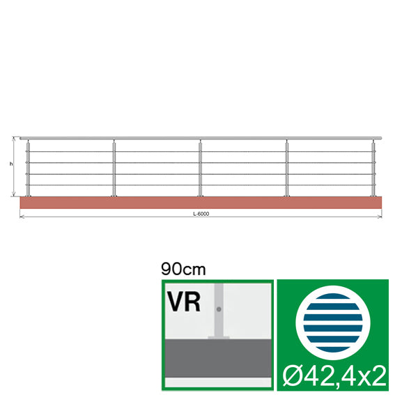 Nerezové lankové zábradlí, 6000x900mm