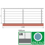 Nerezové zábradlí, AISI304, 3000x1000mm