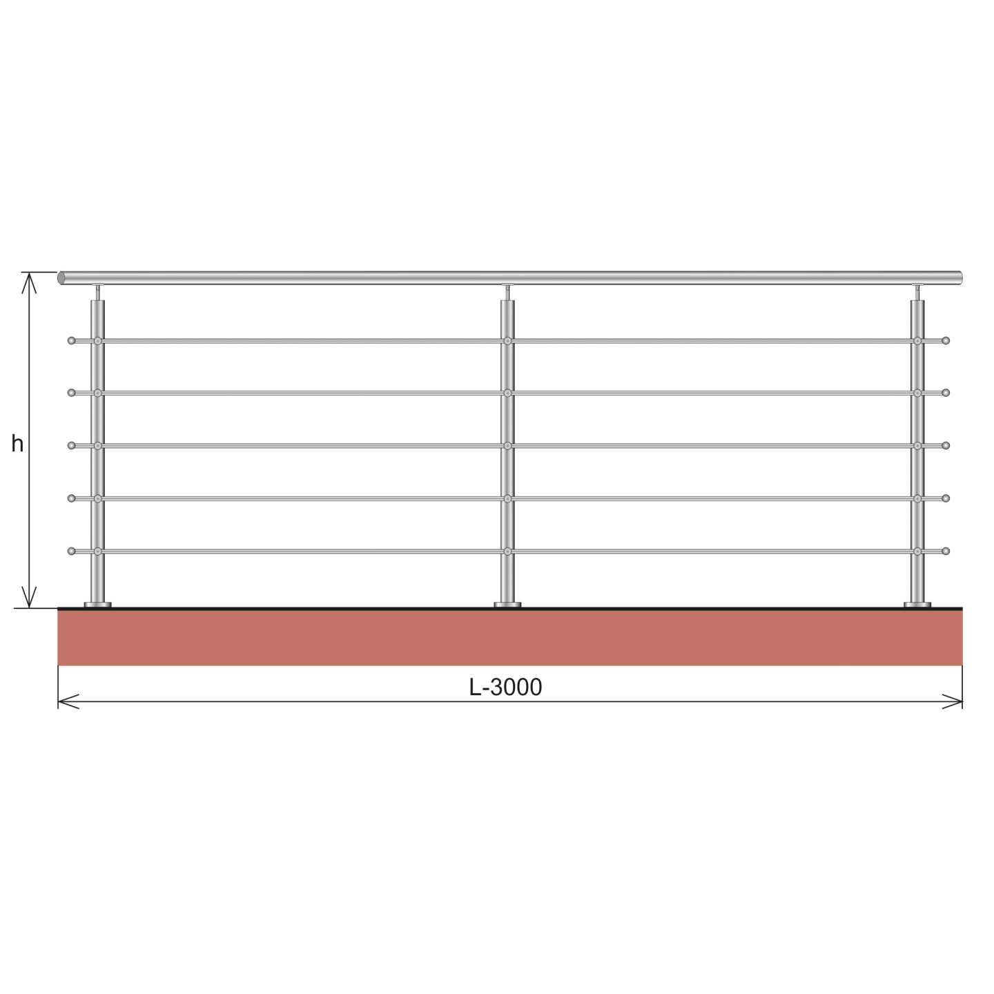 Nerezové zábradlí, AISI304, 1500x1000mm