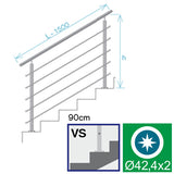Nerezové zábradlí na schody, 1500x900mm, VS, L