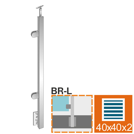 Sloupek nerezový , BK-rovné AISI304, 40x40x2/2xmod