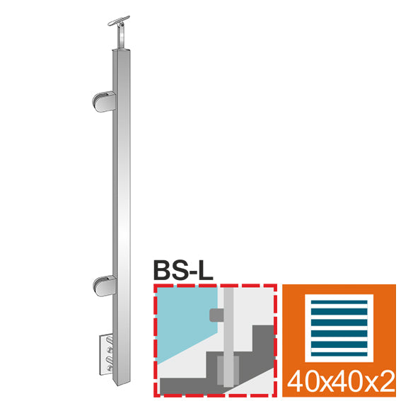 Sloupek nerez ,BK-schod AISI304, 40x40x2/2xmodel22