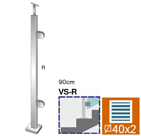 Sloupek nerezový ,VK-schod AISI304, 40x40x2/2xmode