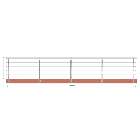 Nerezové zábradlí BR AISI304, 40x40x2/4xd12/H900/L