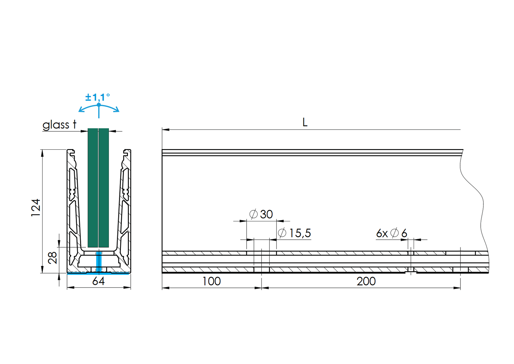 Al kotvící profil - kotvění vrchní