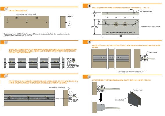 Prosklená stříška hliník profil FIX +1.5°